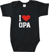 Rompertje Opa en Oma - I love Opa - Romper zwart - Maat 74/80 - zwangerschap aankondiging * baby cadeau * kraamcadeau * rompertjes baby * rompertjes baby met tekst