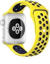 KELERINO. Siliconen bandje geschikt voor Apple Watch (42mm & 44mm) - Geel  / Blauw - Small