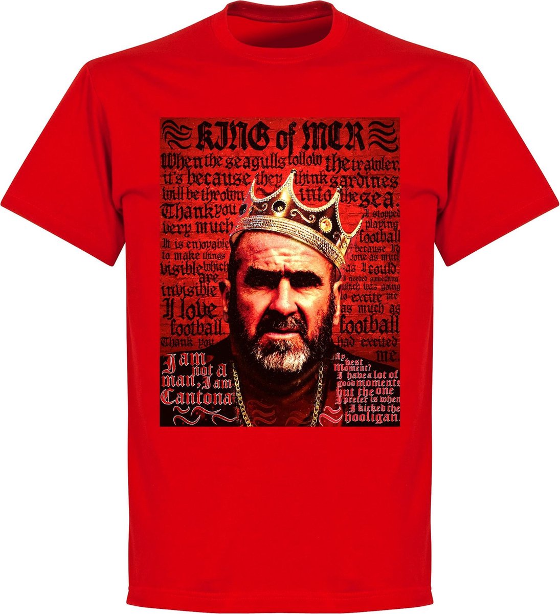 1095x1200.jpg King Cantona Old Skool T-Shirt - Rood - S - Afbeelding 1