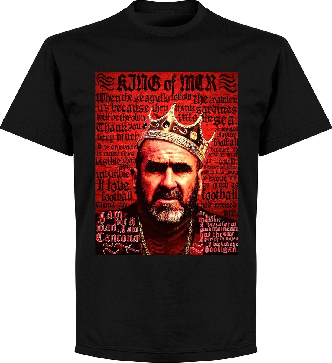King Cantona Old Skool T-Shirt - Zwart - XXL