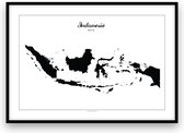 Indonesië landposter - Zwart-wit