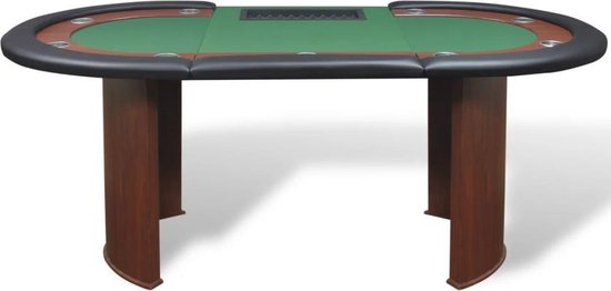 Thumbnail van een extra afbeelding van het spel Pokertafel voor 10 personen met dealervak en fichebak groen