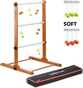 Prof. Laddergolf Spinladder set van Ubergames. SOFT ballen: Fluor Geel, Oranje Laddergolf set