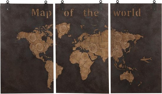 Map of the World Rusty - Houten Wereldkaart - 3-Luik | bol.com