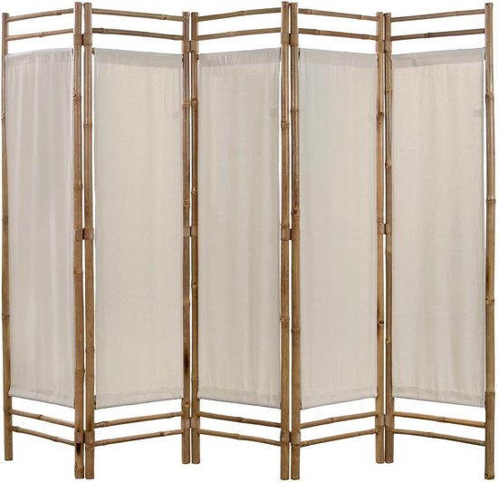 Kamerscherm 5-panelen inklapbaar 200 bamboe en canvas | bol.com