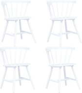 Eetkamerstoelen 4 st massief rubberwood wit