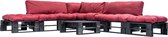 6-delige Loungeset pallet met rode kussens FSC hout