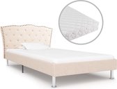 Bed met matras stof beige 90x200 cm