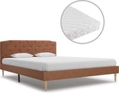 Bed met matras stof bruin 140x200 cm