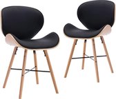 Eetkamerstoelen 2 st kunstleer en gebogen hout zwart