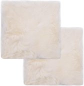 Stoelkussens 2 st 40x40 cm echt schapenvacht wit