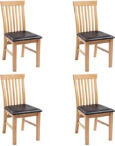 Eetkamerstoelen 4 st massief eikenhout en kunstleer