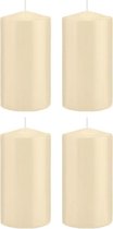 4x Cremewitte cilinderkaarsen/stompkaarsen 8 x 15 cm 69 branduren - Geurloze kaarsen – Woondecoraties