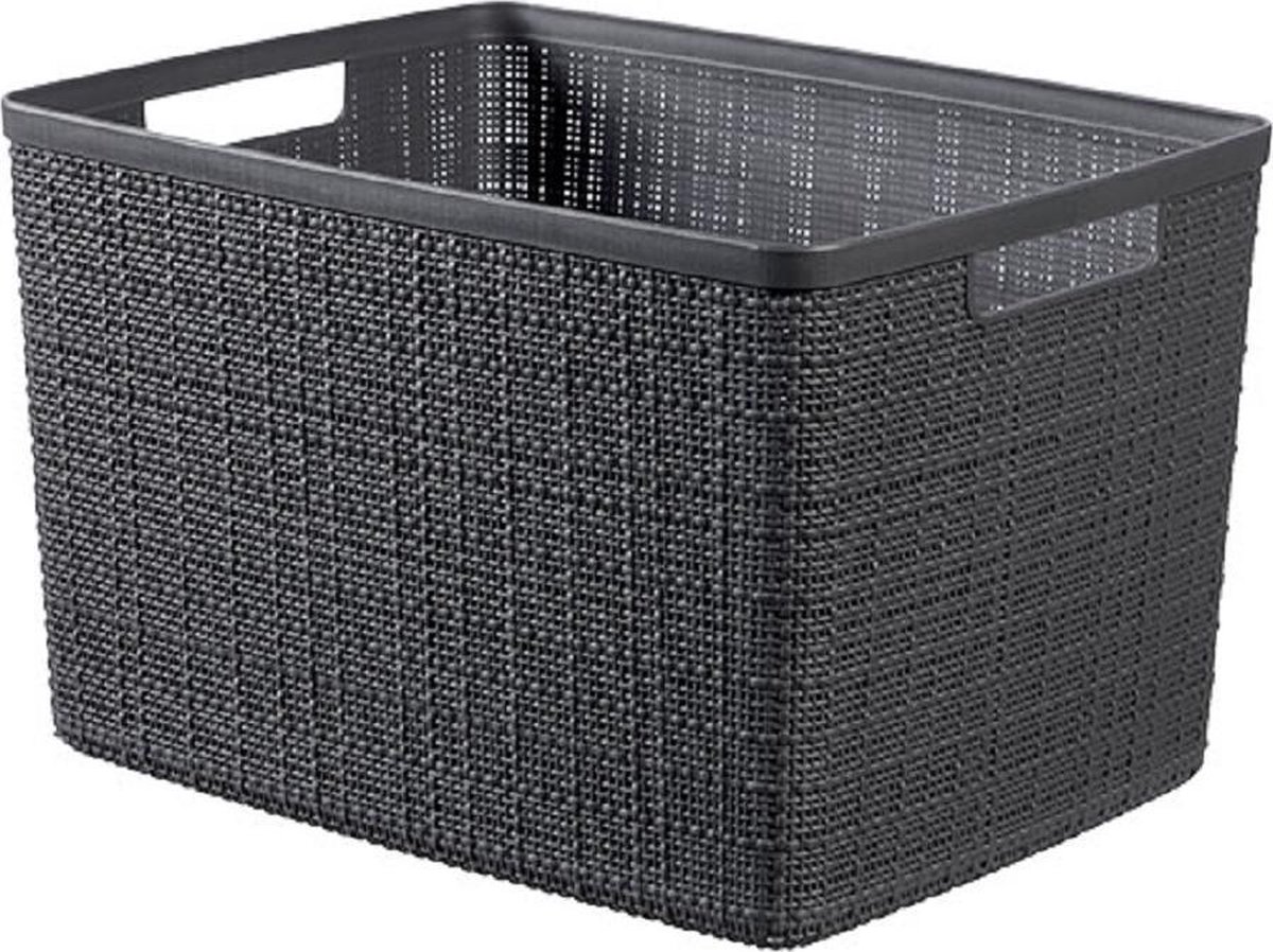 Jute - Opbergbox - Grijs - L - 20L - Kunststof - (Set van 3)