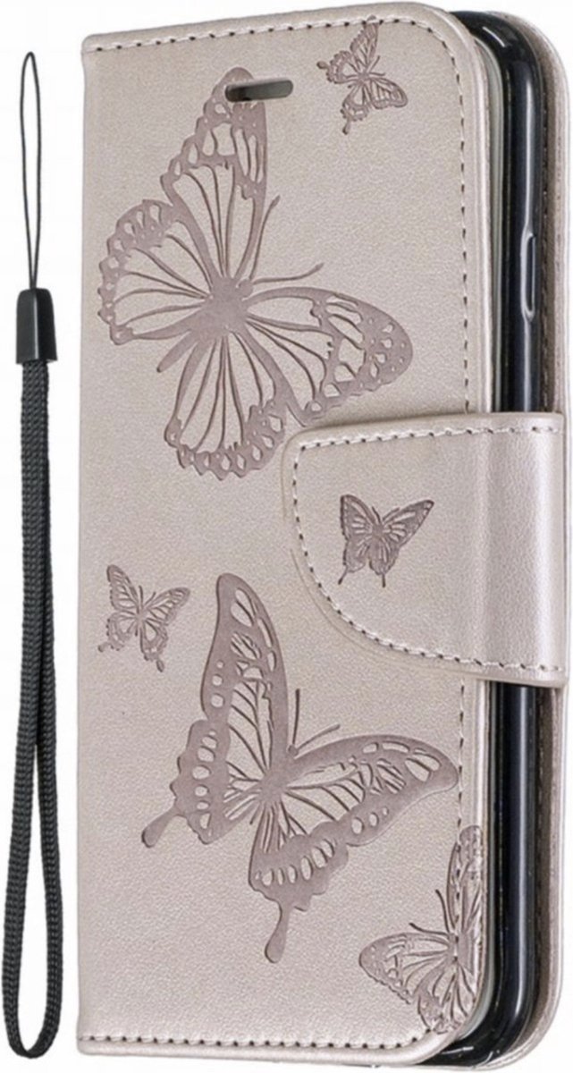 Apple iPhone 7 - iPhone 8 Bookcase - Roze - Vlinders - Portemonnee Hoesje