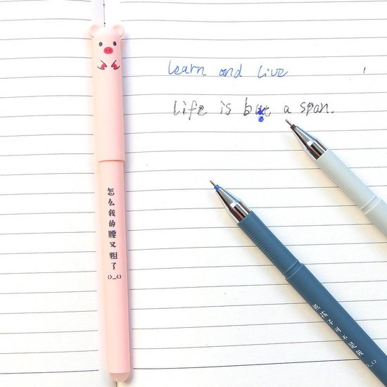 Stylo effaçable - 4x stylo effaçable - stylo animal mignon - stylo à bille  0,35 mm 