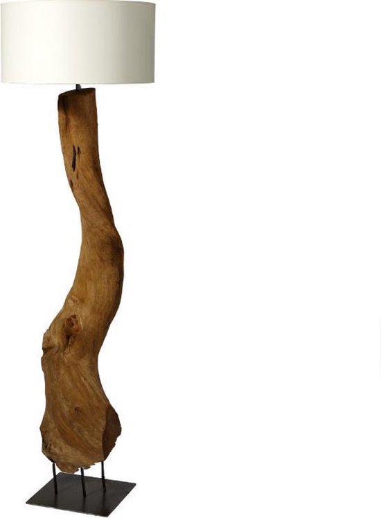 Korting herhaling Aanpassen Teak staande lamp Leonardo Teak Vloerlamp - Landelijke lamp met houten  lampenvoet | bol.com