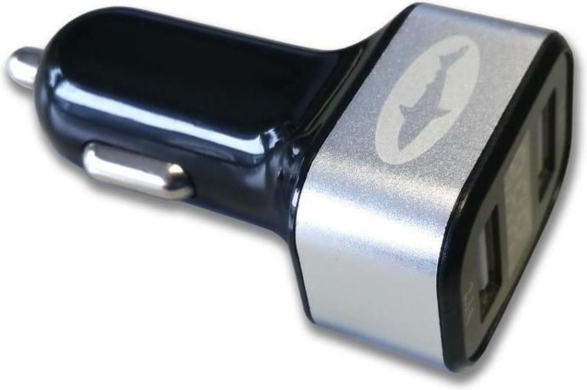 Reekin autolader met Ampère display USB 12V/24V 3.1 Ampère zwart/zilver