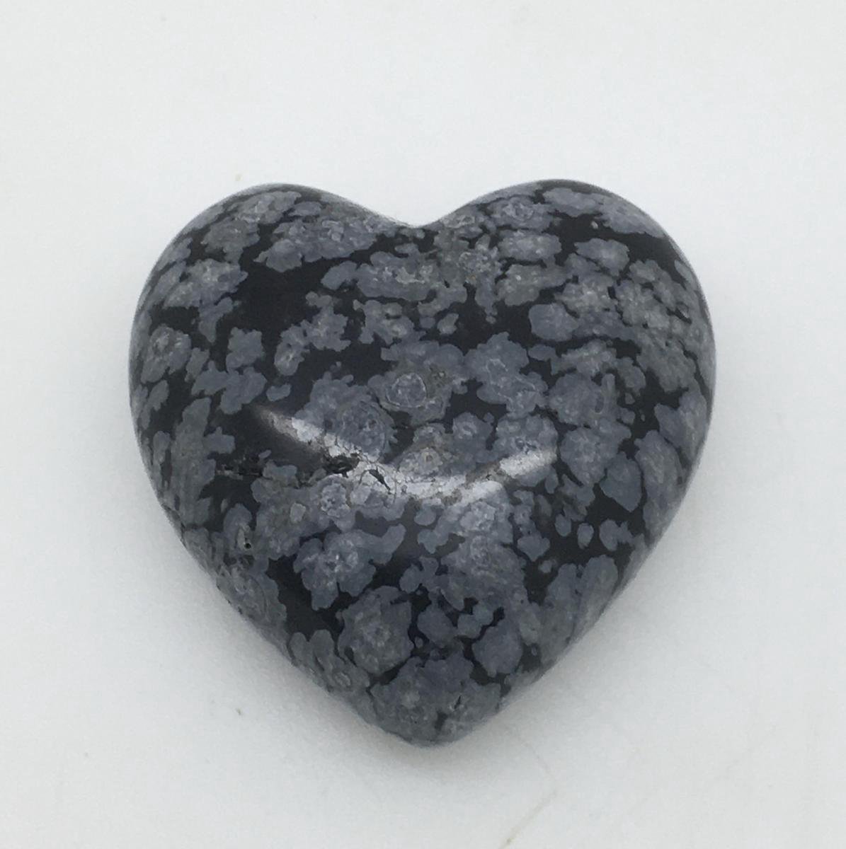 Sneeuwvlok obsidiaan edelsteen hart 3 x 3 cm zwart wit reinigende beschermer en geeft inzicht