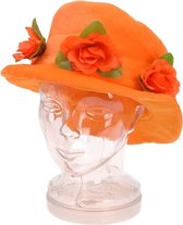 Oranje voetbal hoedjes met Bloemen  3  stuks !