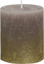 3 stuks Rustieke stompkaars Fading metallic goud taupe 80/68