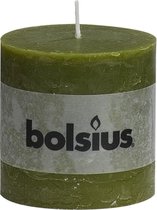 Bolsius Rustiek Stomp -  100x100mm -  olijf - 4 Stuks