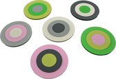glas onderzetters Mix-It | set van 6 stuks | wit, roze, licht groen, appelgroen, licht grijs, antraciet