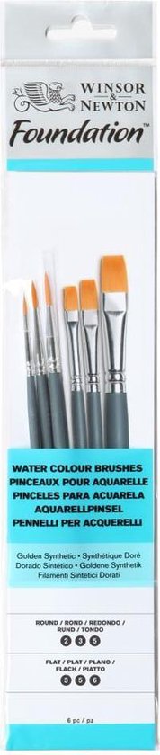 Ensemble de 6 pinceaux courts pour aquarelle de Winsor & Newton Foundation