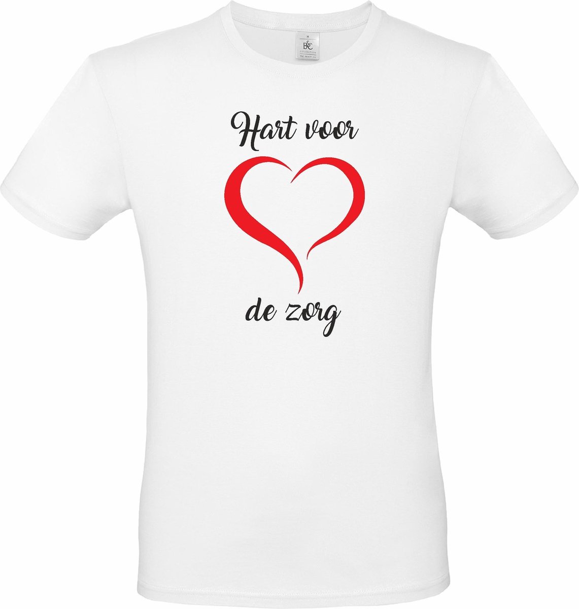mijncadeautje - T-shirt wit - Unisex - Hart voor de zorg - Maat S | bol