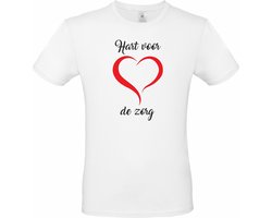 mijncadeautje T shirt wit Unisex Hart voor de zorg Maat S bol