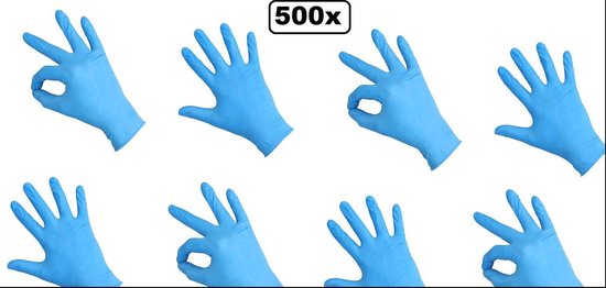 500x Handschoenen Gepoederd Latex Blauw M Bacteriën Virussen