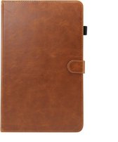 DrPhone Samsung Galaxy Tab A 10.5 T590 Luxe Retro PU Lederen Case met standhouder & kaartsleuf met elastische pen houder - Bruin