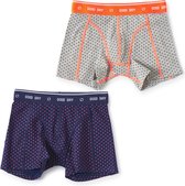 Little Label - jongens - onderbroek (2 stuks) - blauw, oranje, grijs kruisjes - maat 122/128 - bio-katoen