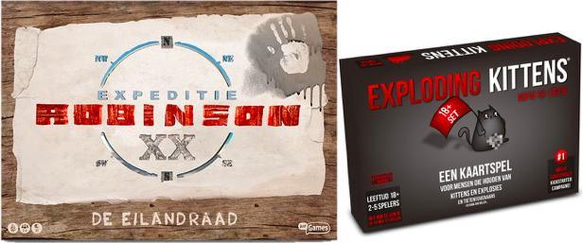 Spelvoordeelset Exploding Kittens NSFW Editie - Nederlandstalig Kaartspel & Expeditie Robinson De Eilandraad