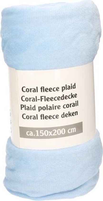 Lichtblauwe fleece met banden print 150 x 200 cm - plaid - woonaccessoires | bol.com