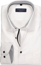 CASA MODA comfort fit overhemd - wit (zwart contrast) - Strijkvrij - Boordmaat: 42