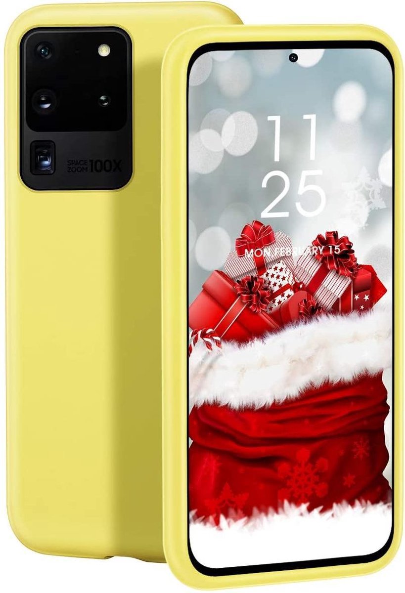 HB Hoesje Geschikt voor Samsung Galaxy S20 Ultra - Siliconen Back Cover - Geel