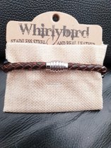 whiriybird stainles steel and real leather armband SL13