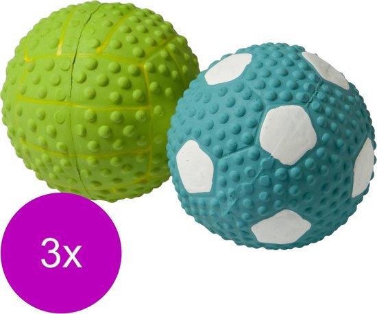 Adori Latex Toy Bal Met Pieper - Hondenspeelgoed - 3 x 9.5 cm Assorti