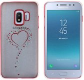 Backcover Clear Bumperlook voor Samsung J2 Pro 2018 Hart Rosé Goud