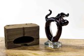 Zwarte Hond van Glas H15 cm Glascadeau