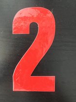 reflecterend huisnummer sticker - nummer 2 - rood- plak cijfer - kliko huisnummer- huis nummer sticker- reflectie, container cijfer, CoverArt
