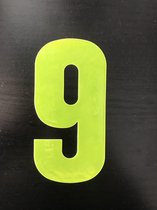 huisnummer sticker - reflecterend - nummer 9 - geel -plak cijfer - kliko huisnummer- huis nummer sticker- container cijfer