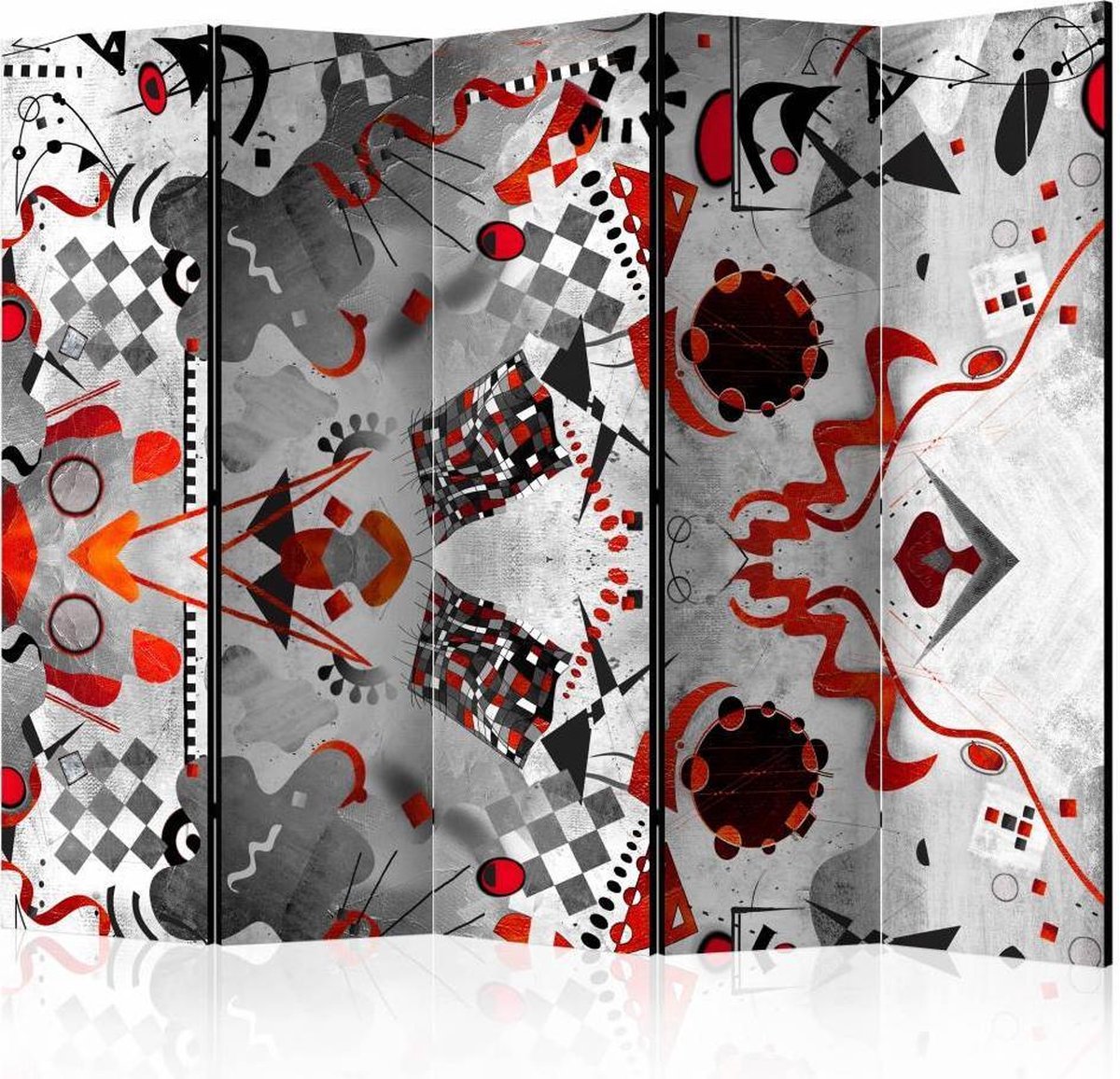 Vouwscherm - Geometrische kosmos 225x172cm, gemonteerd geleverd, dubbelzijdig geprint (kamerscherm)