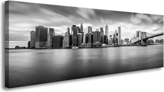 Schilderij - New York Zwart-Wit, 120X40cm, 1luik