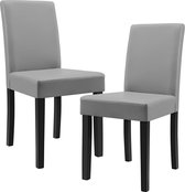 Eetkamerstoel - Set van 2 stoelen - Kleur licht grijs & zwart - Afmeting (BxDxH) 37~42 x 48 x 90 cm