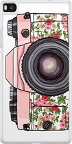 Casimoda® telefoonhoesje - Geschikt voor Huawei P8 - Hippie Camera - Zwart TPU hoesje - Backcover - Multi - Camera