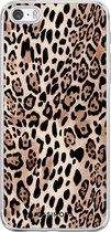 iPhone 5/5S/SE hoesje siliconen - Luipaard print bruin | Apple iPhone 5/5s/SE case | TPU backcover transparant