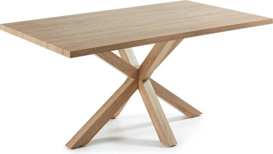 Kave Home – Argo tafel 180 cm natuurlijke melamine hout effect benen
