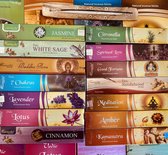 Aromatika Vedic Wierook Assortiment 14 Soorten (14 pakjesX 15g ) + wierookhouder van mangowood Satya# Nag champa#